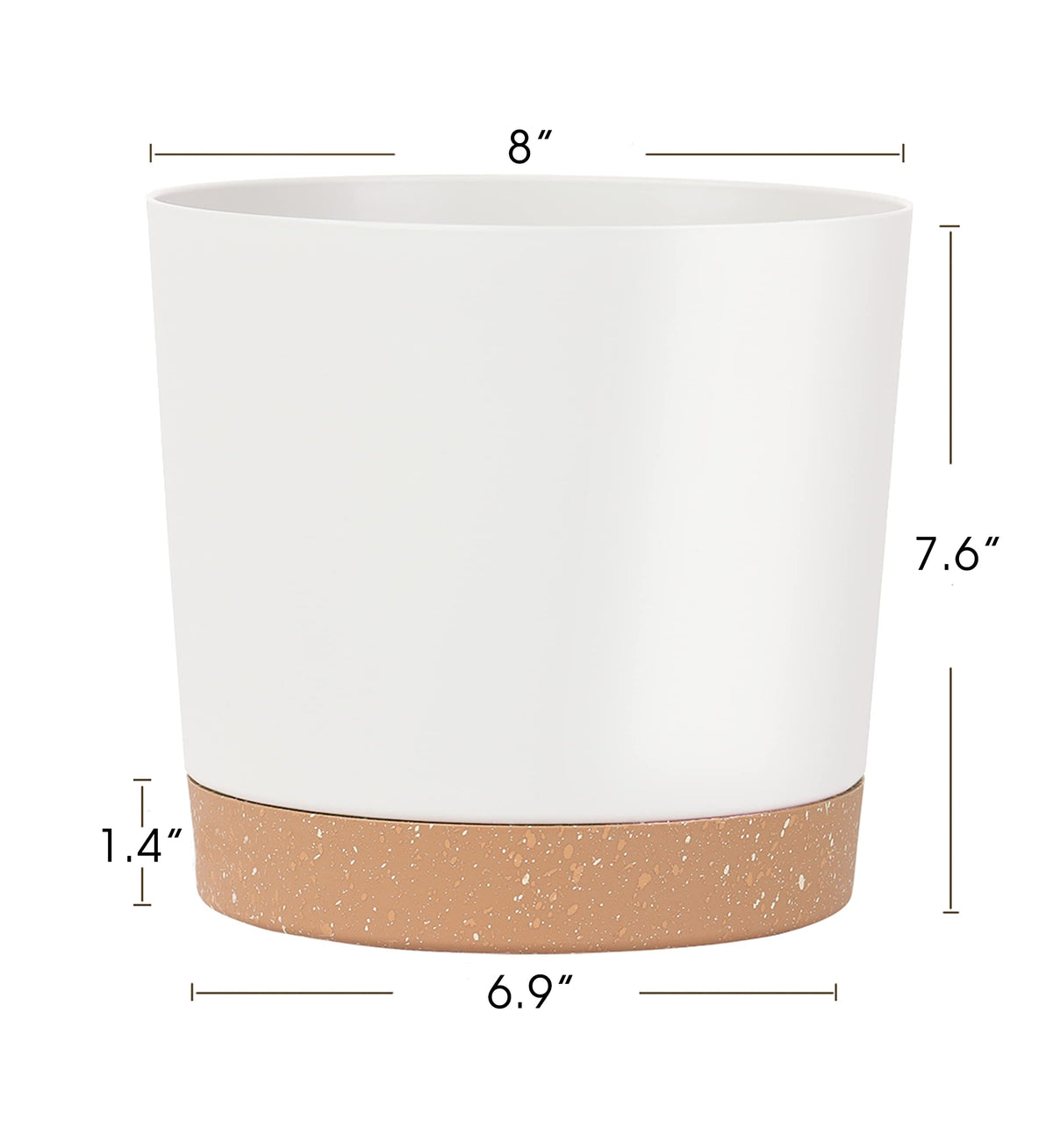 kubvici 2 Pack 8 Inch Planters for Indoor Plants, Plastic Flower Pots Plant Pots Indoor with Drainage Saucer for Outdoor Garden Home Plant, White 8”