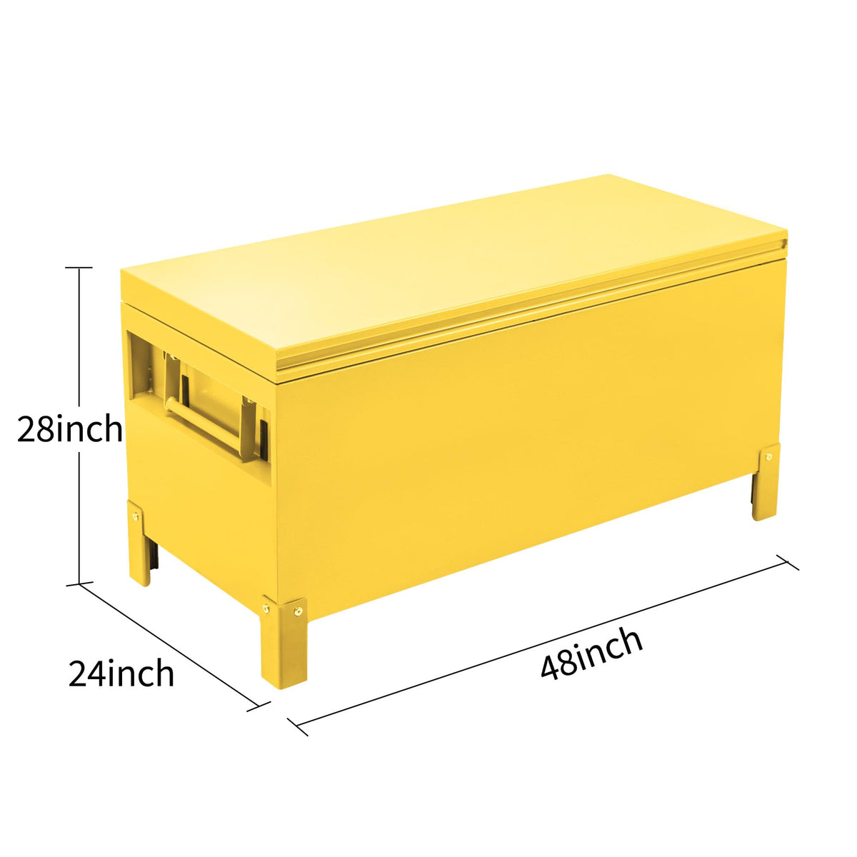 GarveeLife Heavy Duty Steel Truck Bed Tool Box - 48" XXL Lockable Jobsite Storage Chest - Weather-Resistant, Safe Hinge, Tongue Lock - Pickup, Trailer, Garage Use - 48"x 24"x 24", Yellow