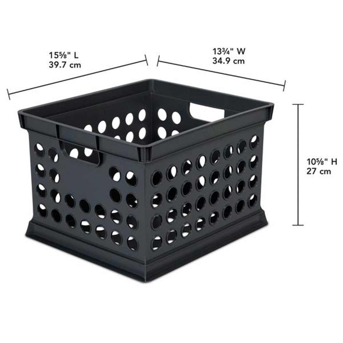 Sterilite Stackable Plastic Storage Crate Bin Organizer File Box with Handles for Home, Office, Dorm, Garage, or Utility Organization, Black, 18-Pack