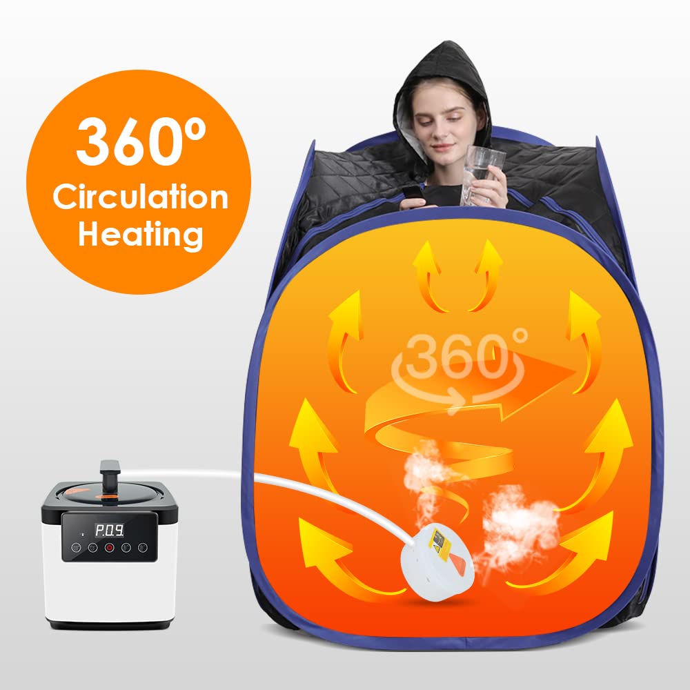 Smartmak Sauna Steamer Pot 2.6 L, Portable Steam Generator Set with Time & Tempreture Remote Control, 1000W Spa Machine with Herbal Box for Body Detox 110V US Plug