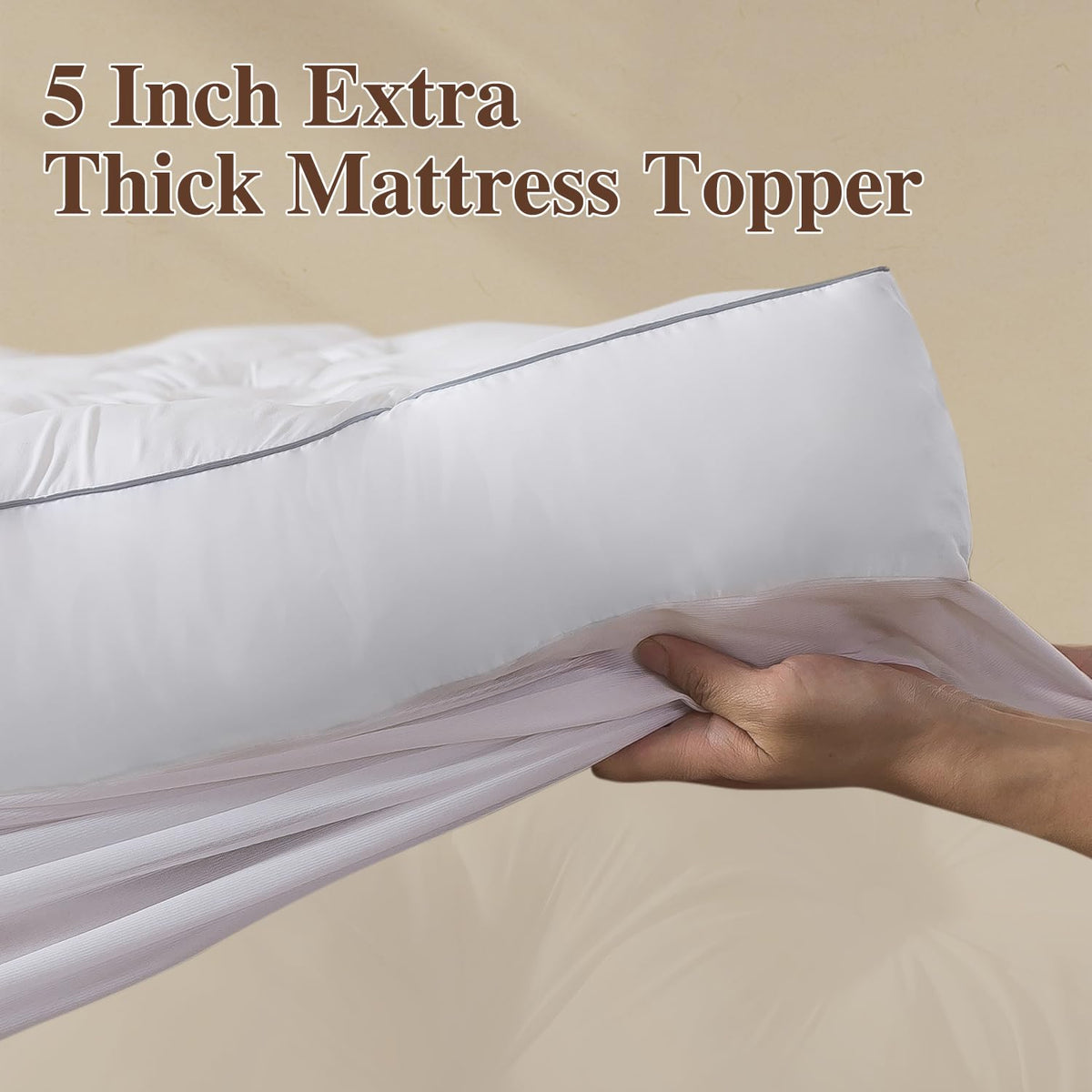 WhatsBedding 5 Inch Memory Foam Mattress Topper Queen Size, Supportive Fluffy Shredded Memory Foam Filled Pillow Top, Extra Soft Bed Topper with Deep Pocket, 60x80 in