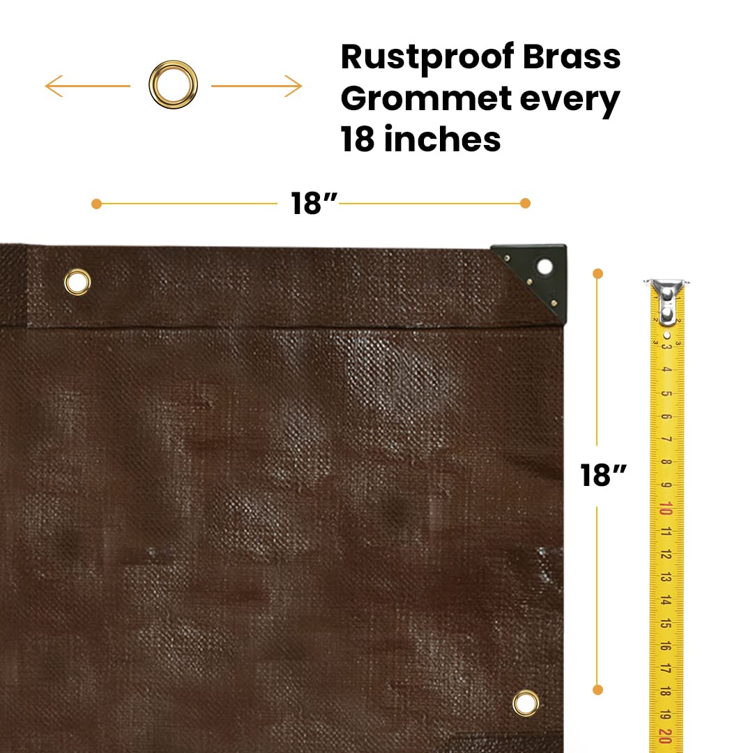 WHITEDUCK Super Heavy Duty Poly Tarp Cover 16 Mil & 10 Mil with Grommets and Reinforced Edges (Brown, White & Silver Black) (Brown- 16 Mil, 30' x 30')