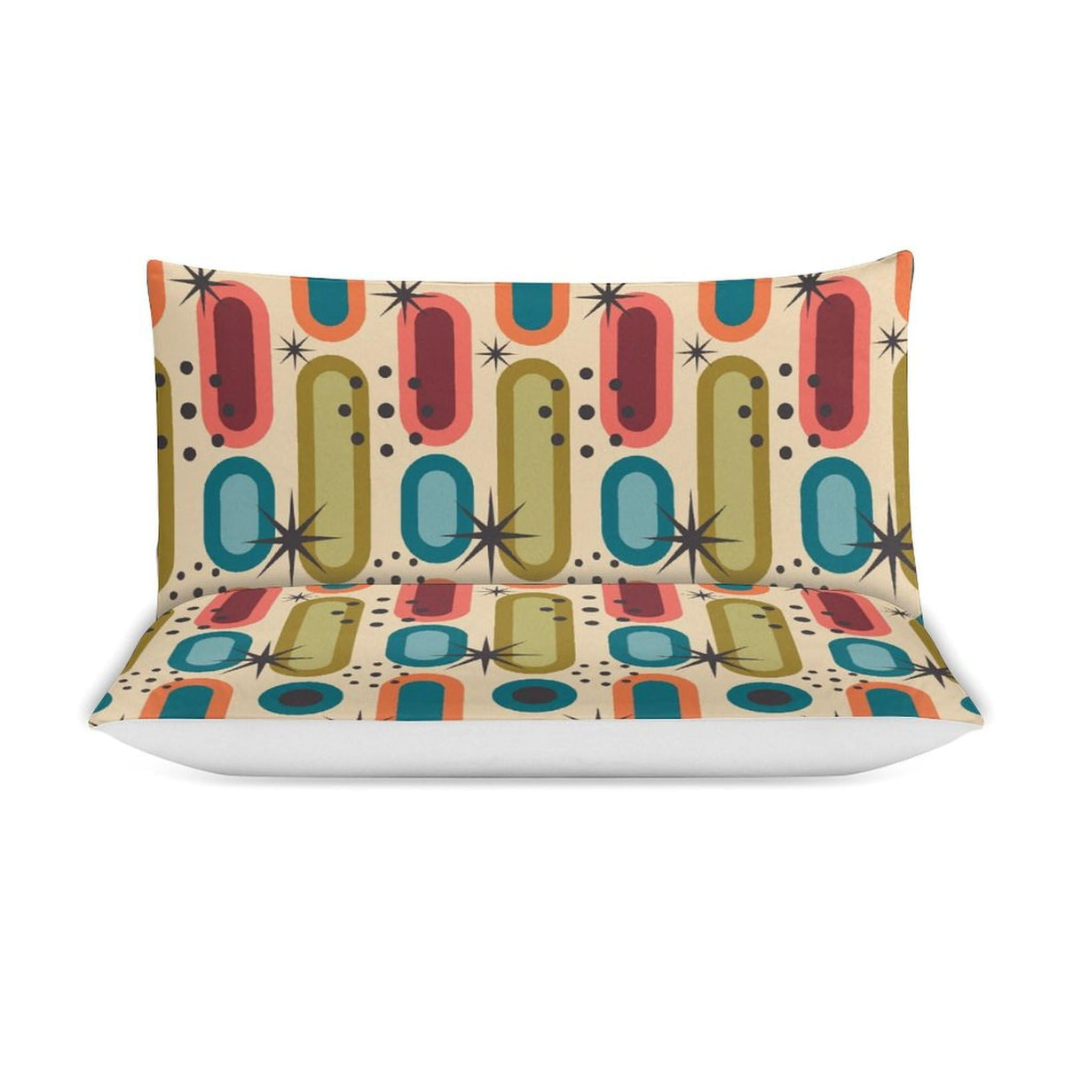 Colorful Aesthetic Comforter Cover Geometry Bed Set, Retro Atomic Duvet Cover，Modern Mid Century Bedding Sets，Aesthetic Abstract Art Bedding 3 Piece (1 Duvet Cover 86"x70" + 2 Pillow Sham 20"x30")