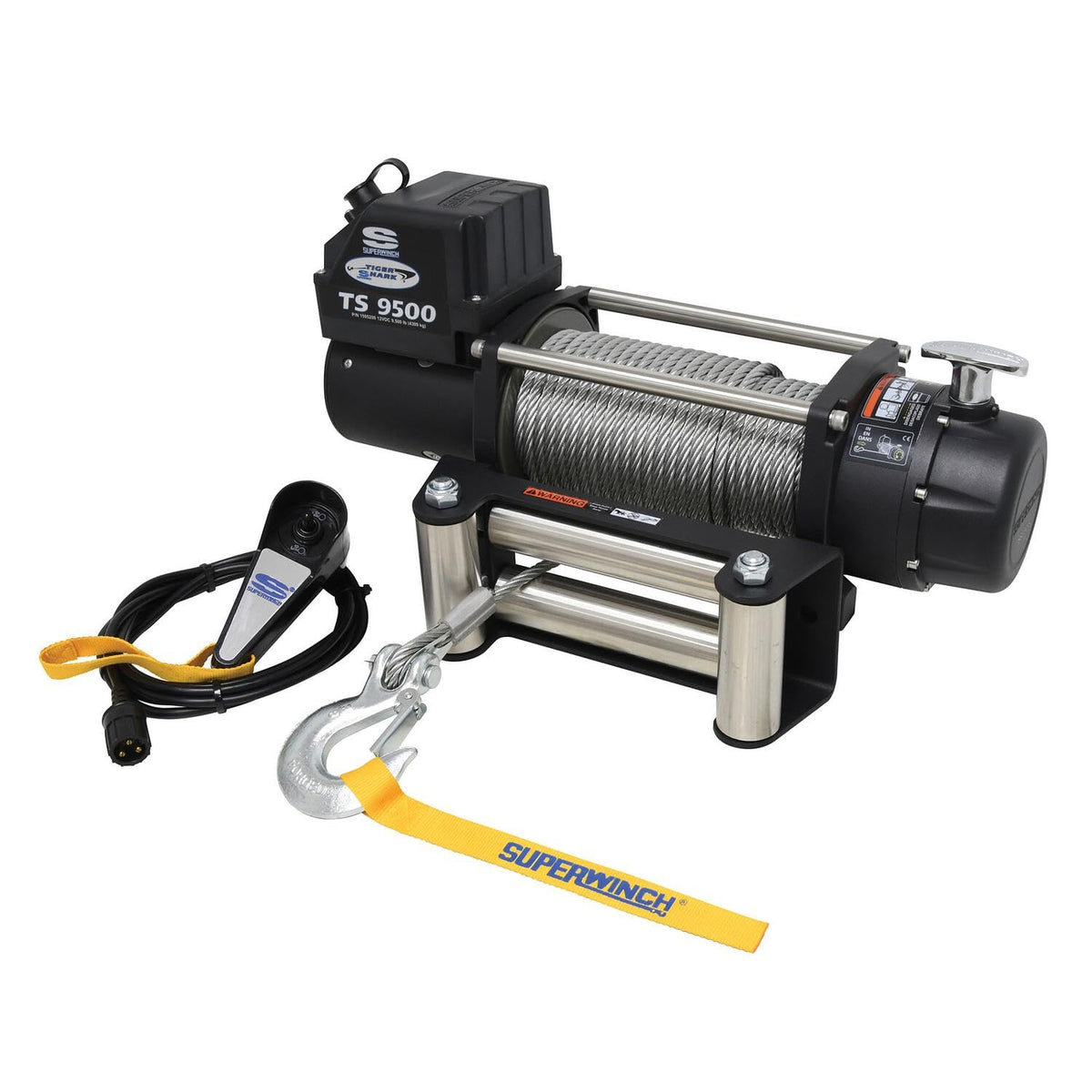 Superwinch 1595200 Tiger Shark 9.5, 12 VDC winch, 9,500 lb/4,309 kg capacity with roller fairlead