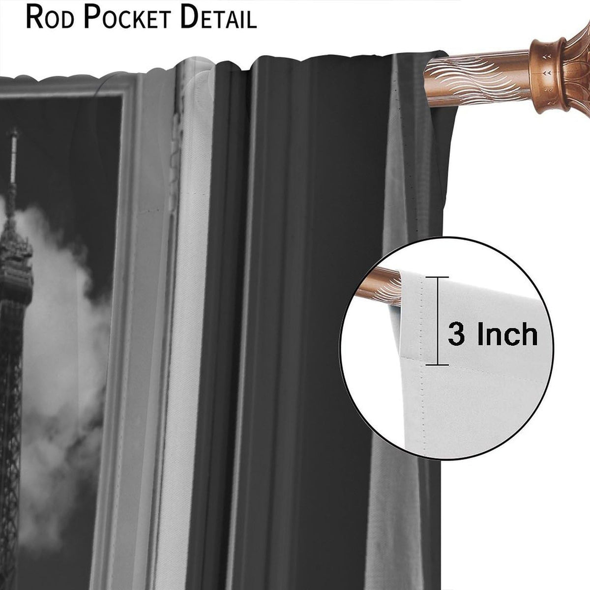 AAVEUP Paris Tower Curtains,Girl Simple Romantic European City Architecture Eiffel Tower Landscape Windows Treatments Rod Pocket Drapes for Kids Room Living Room Bedroom 41x44.5in