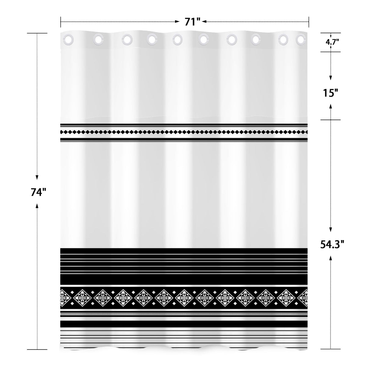 Xiazhilaio No Hook Striped Shower Curtain and Liner Set 71 x 74Inch