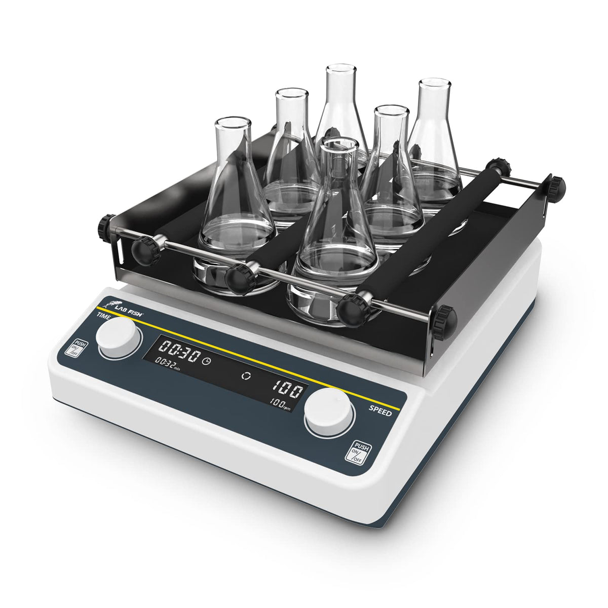 LAB FISH Digital Orbital Shaker, 40-200 RPM Lab Shaker with Timer, 9.85x9.85 Inch Platform, 2KG Capacity, for Chemical & Biological Mixing, Culturing