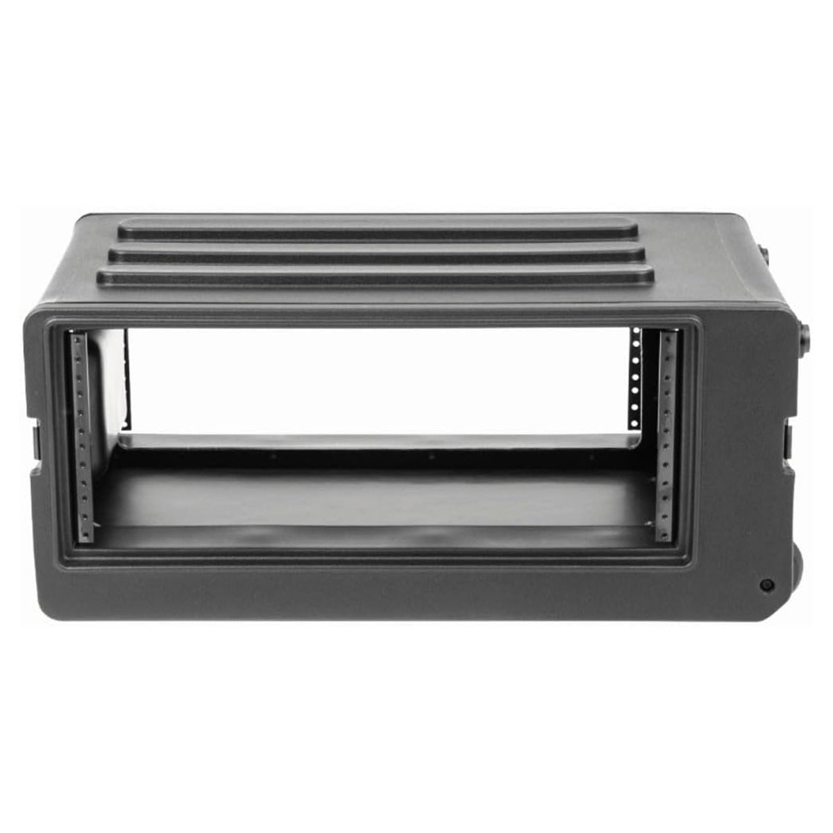 SKB 4U rSeries Shallow Rolling Rack with Integrated Back Wheels and 1-Touch Pull Handle, Comes with 8 Rack Units and Interlocking Molded Stacking Bars