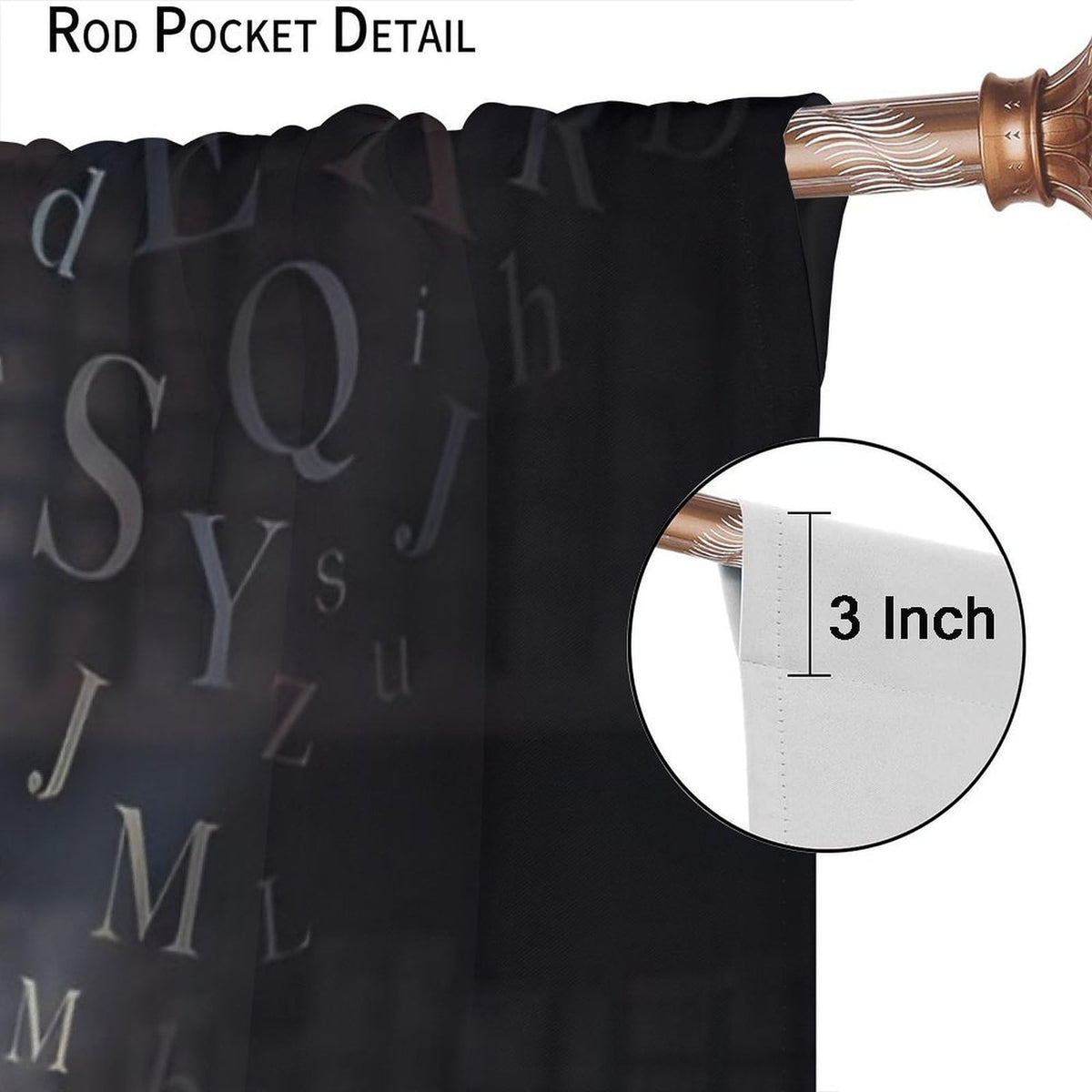 Nsbul Book Stack Curtains Mystical Alphabet Open Book Design Window Treatment Vintage Bookshelf Window Drapes for Bedroom Living Room,42" W X 45" L (No Blackout)