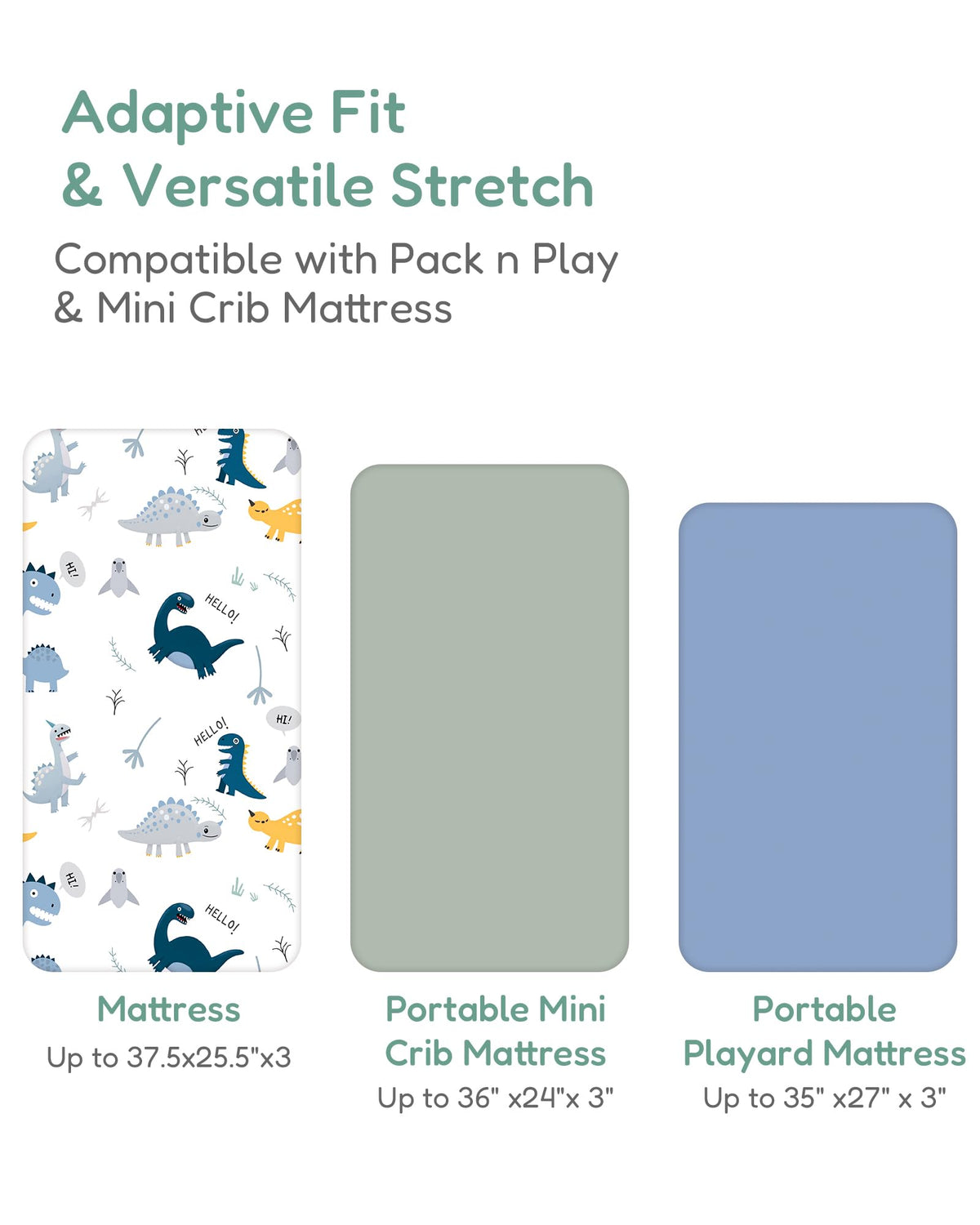TotChill Pack and Play Sheets Fitted 2 Pack, 38x26 Graco Pack n Play Sheets for Playard & Travel Crib Mattress, Ultra Soft Jersey Knit, Breathable Stretchy Deep Pocket, Compatible with Mini Cribs