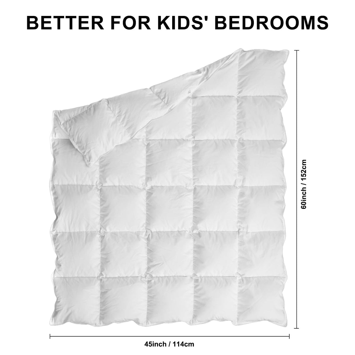 zzlamb Toddler Comforter Kids Crib Blanket, Warm Baby Down Quilt Crib Comforter Small Duvet Insert, Lightweight Soft Noiseless Cotton-Blended Shell Down Proof Machine Washable, White 45x60in