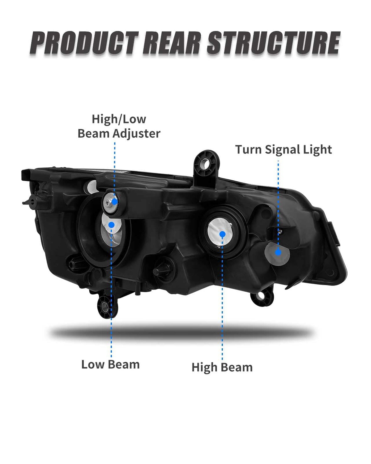 ADCARLIGHTS 2011 2012 2013 2014 2015 2016 2017 2018 Dodge Grand Caravan Headlight Assembly Black Housing for 2008-2016 Chrysler Town & Country with Amber Reflector Headlamp Replacement Pair