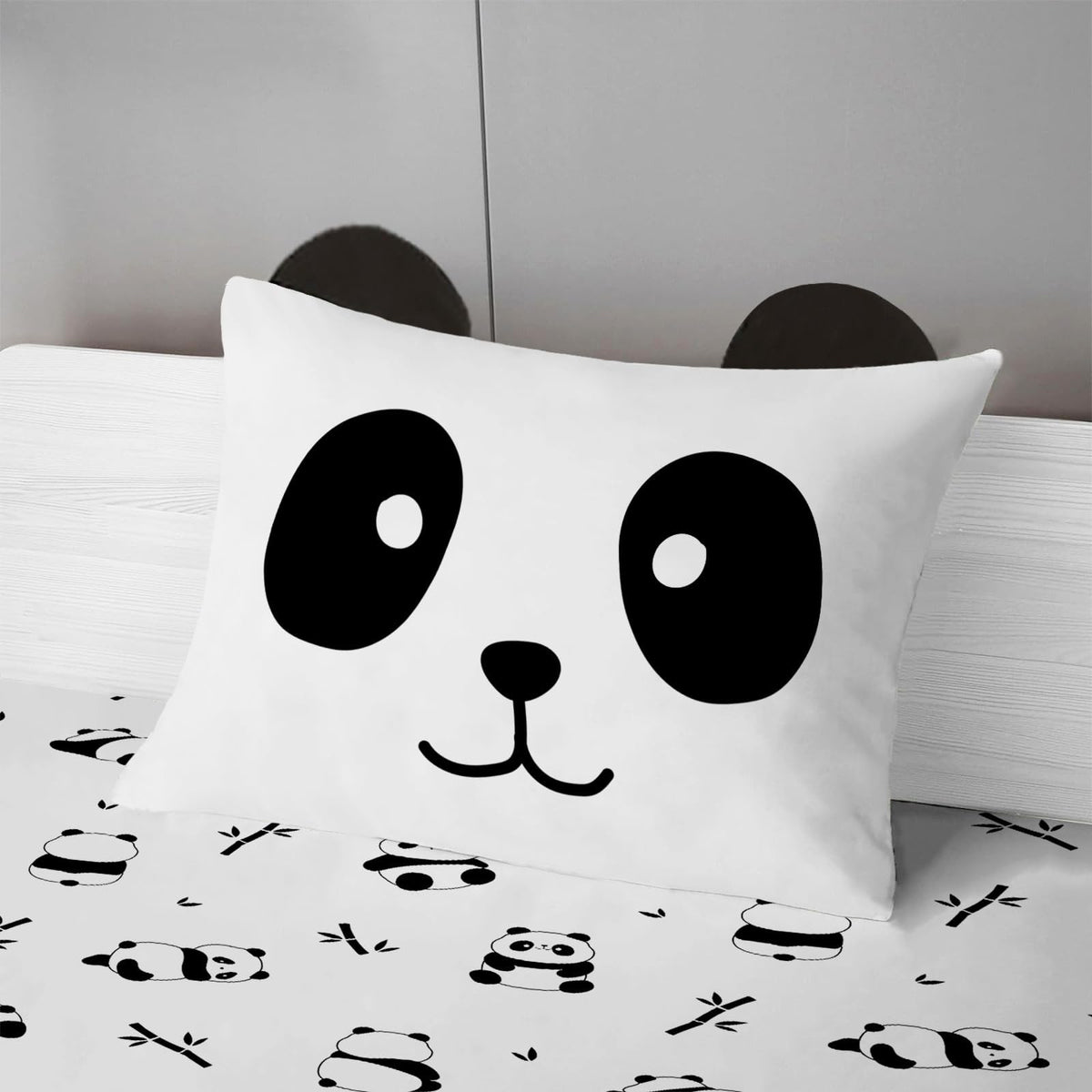 MUSOLEI Panda Sheets Panda Fitted Sheets Cute Animal Bed Set with 3D Ear Girl Twin Bed Sets Girl Full Bedding Kids Bedding Cute Kids Bed Sheets 1 Flat Sheet 1 Fitted Sheet with 1 Pillowcase (Twin)