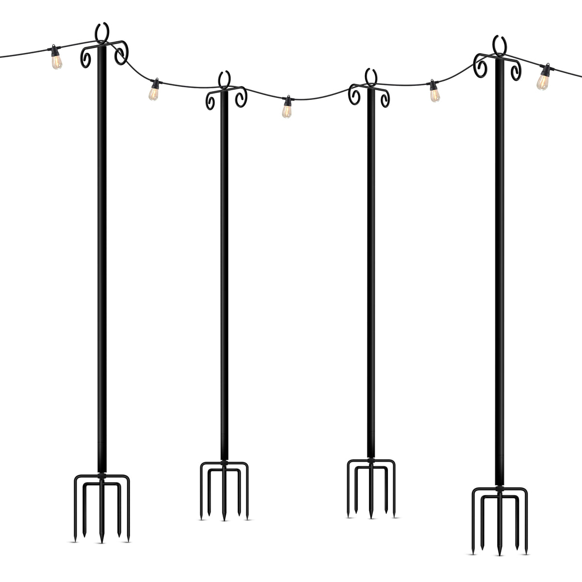 Brightech Bundle Ambience Pro USB Powered String Lights - 24 Ft + 4-Pack 10FT String Light Poles