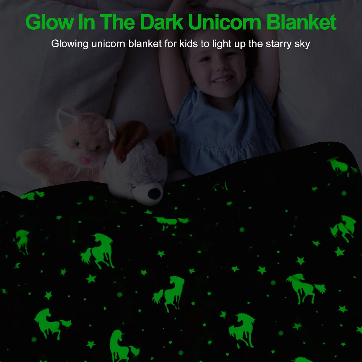 Unicorn Glow in The Dark Blankets for Kids, Soft Fleece Blankets for Girls/Toddler, Unicorns Gifts for Girls Age 3-12 40"x 60"