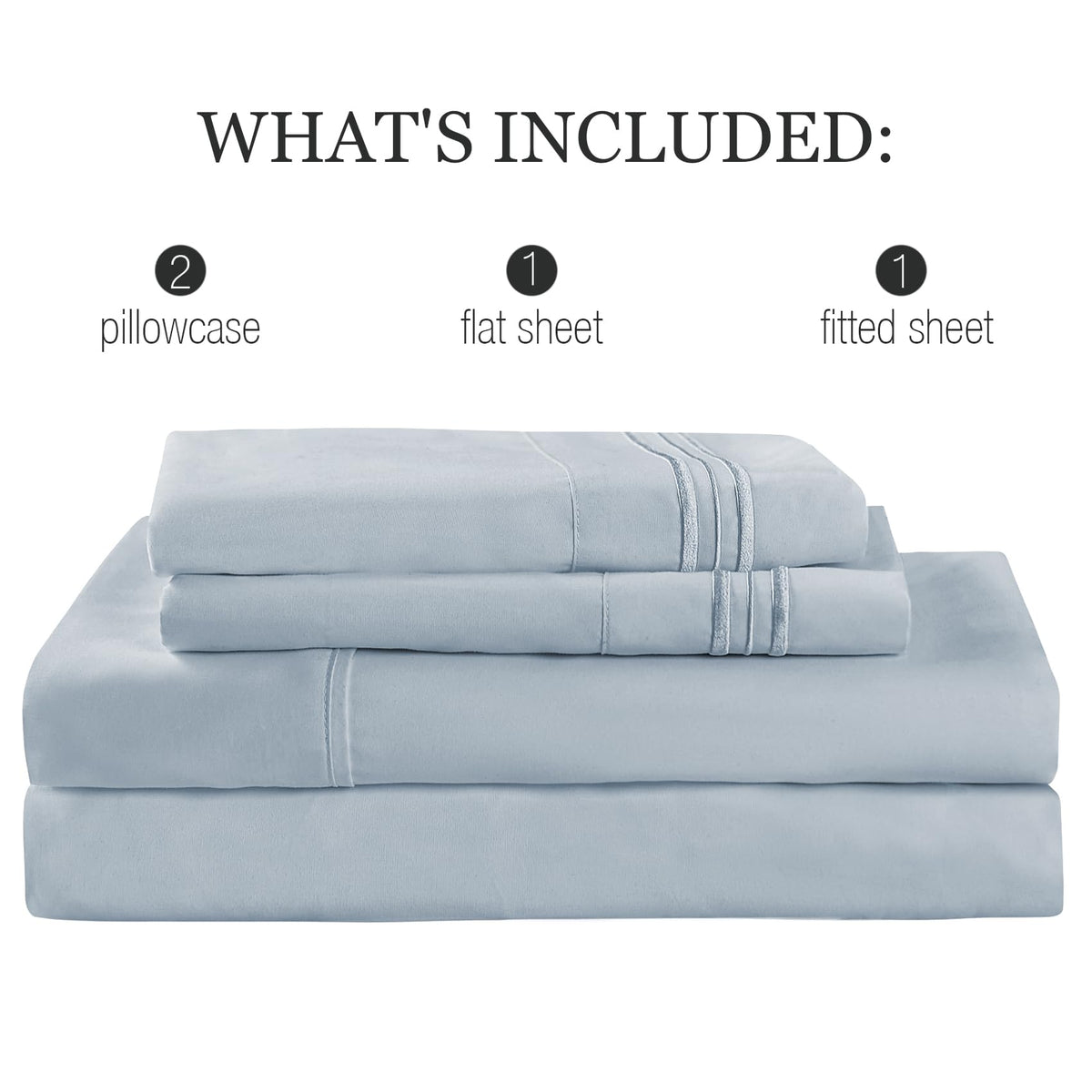 Yibeizi Queen Sheet Set Cooling Sheets Deep Pocket Queen Size Bed Sheets Set, Light Blue Soft Microfiber Oeko-Tex Sheets & Pillowcases Hypoallergenic Wrinkle Free Bedsheets
