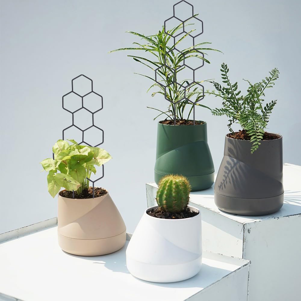 WellSign Small Trellis for Potted Plants, 15.94 inch Metal Plant Trellis for Climbing Plants Indoor Pot Honeycomb Shape Lattice for Ivy Vines Hoya Houseplants Flower 2 Pack