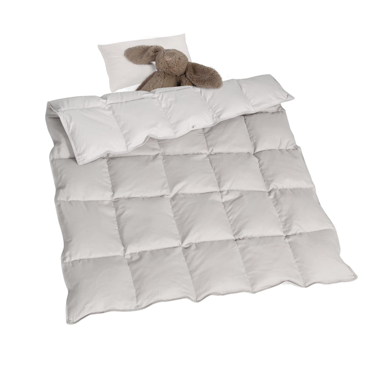 zzlamb Muslin Toddler Down Comforter Baby Down Blanket, Lightweight Crib Quilt All Season Duvet Insert, Soft & Breathable 100% Cotton Muslin for One Side Machine Washable, Misty Grey 41x48in