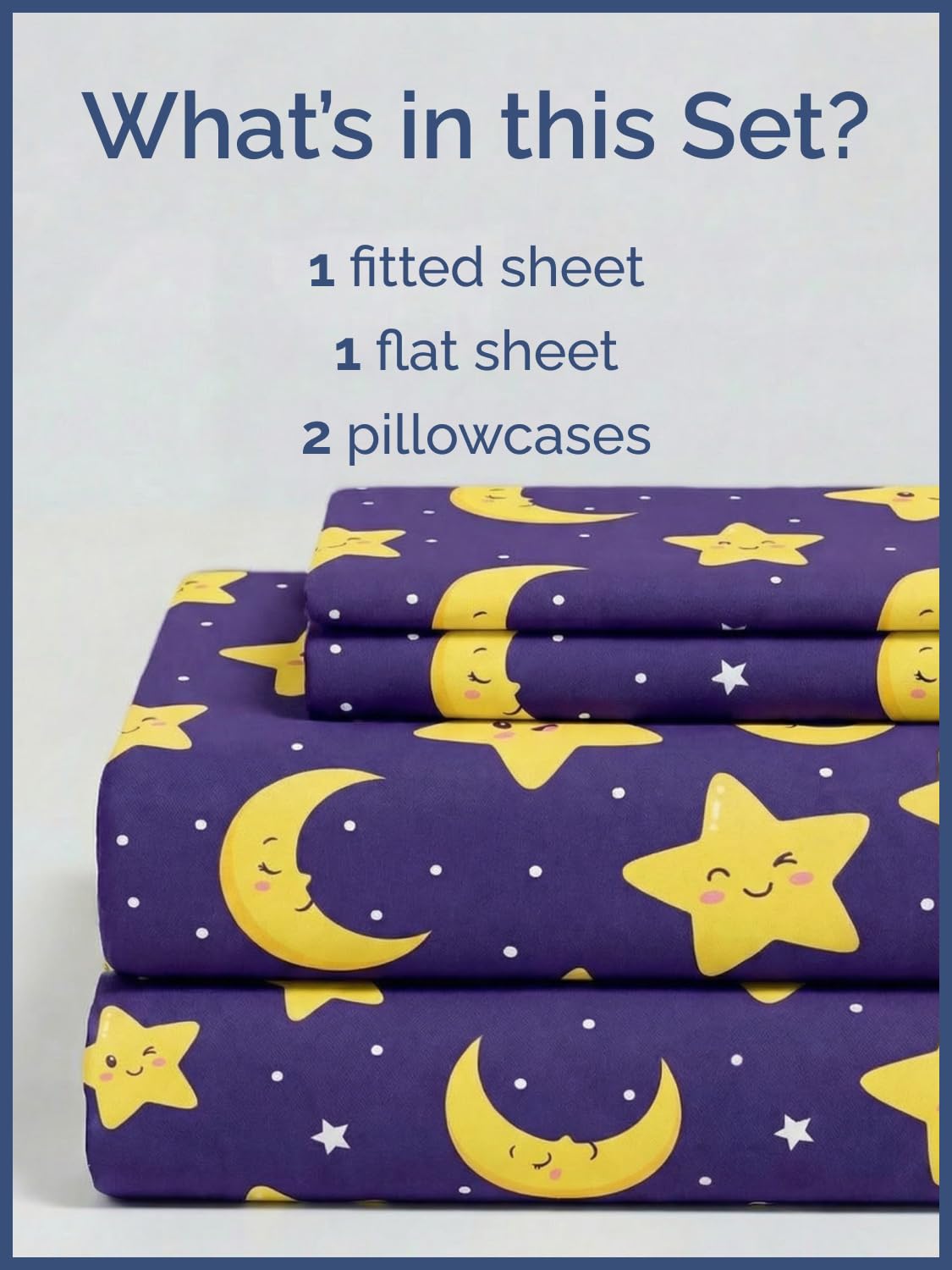CGK Unlimited Kids Twinkle Stars Full 4 Piece Sheet Set - Boys, Girls, Teens, Toddler - Easy Fit Deep Pockets - Soft, Cooling & Breathable Sheets - Cute, Cozy, Fade & Wrinkle Free - Machine Washable