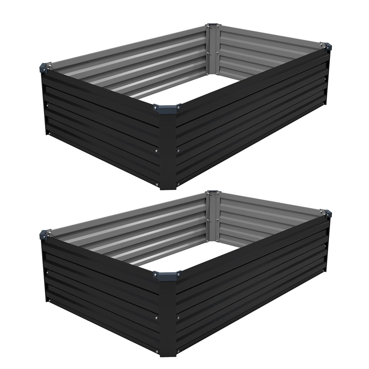 ZUNUDA 4×3×1FT(2PCS) Galvanized Raised Garden Bed Kit Metal Planter Boxes,Large Raised Garden Bed for Planting Vegetables,Flowers,Herbs -Black
