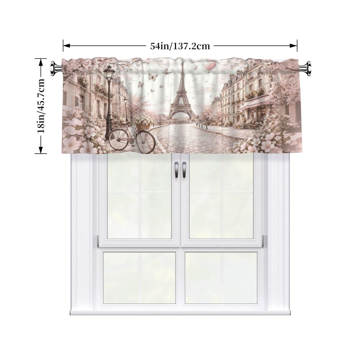 VeySlHio Romance Paris Curtain Valance 54x18 Inches Window Treatment Rod Pocket Valance for Kitchen Bathroom Bedroom