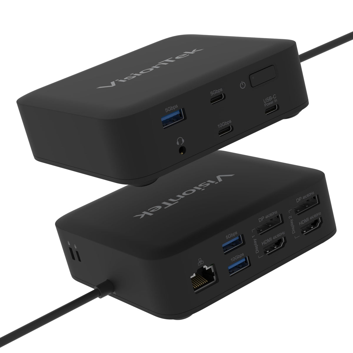 VisionTek VT1200DL USB-C Docking Station Dual 4K – 2X HDMI, 2X DisplayPort, 100W Power Passthrough, Universal Laptop Dock for Windows, MacBook, Chromebook