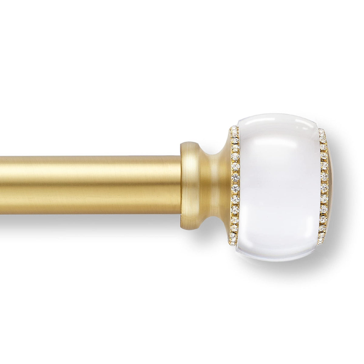 MODE Premium Collection 1 1/8" Diameter Curtain Rod Set with Brilliant Doorknob Curtain Rod Finials and Steel Wall Mounted Adjustable Curtain Rod, Fits 144” to 240” Windows, Brushed Gold