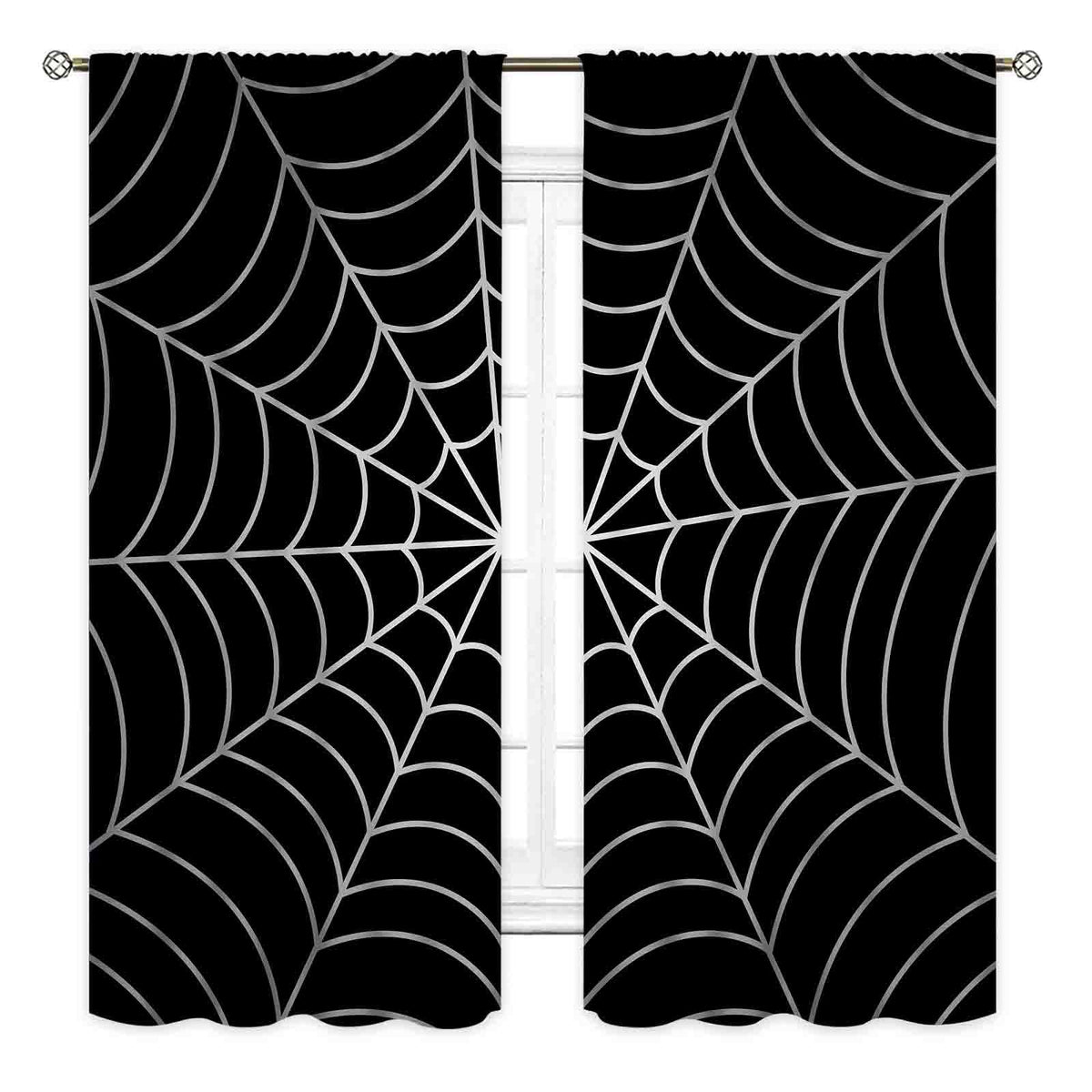 TKUYO Super Hero Spider Curtains, Black Superhero Spider Web Boys Curtains for Kids Baby Room Living Room Bedroom Nursery Playroom Blackout Drapes 2 Panel Sets, 42"x45" Inch