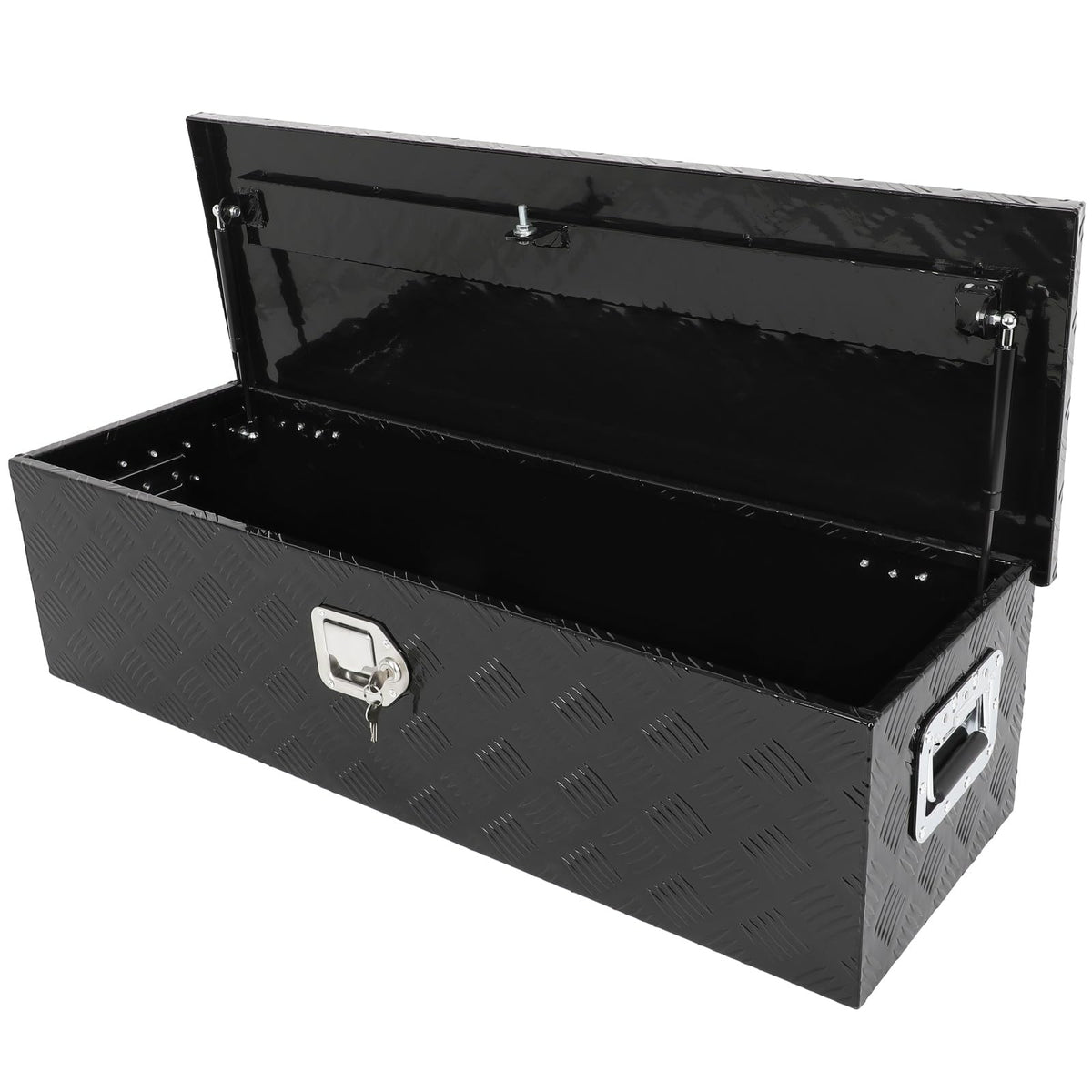 SCITOO 39 Inch Aluminum Truck Bed Tool Box,Heavy Duty Diamond Plate Crossover Storage for Most Full Size Pickups,Lockable Weatherproof Chest,Fits 39" Truck Beds,Easy Access to Load and Unload