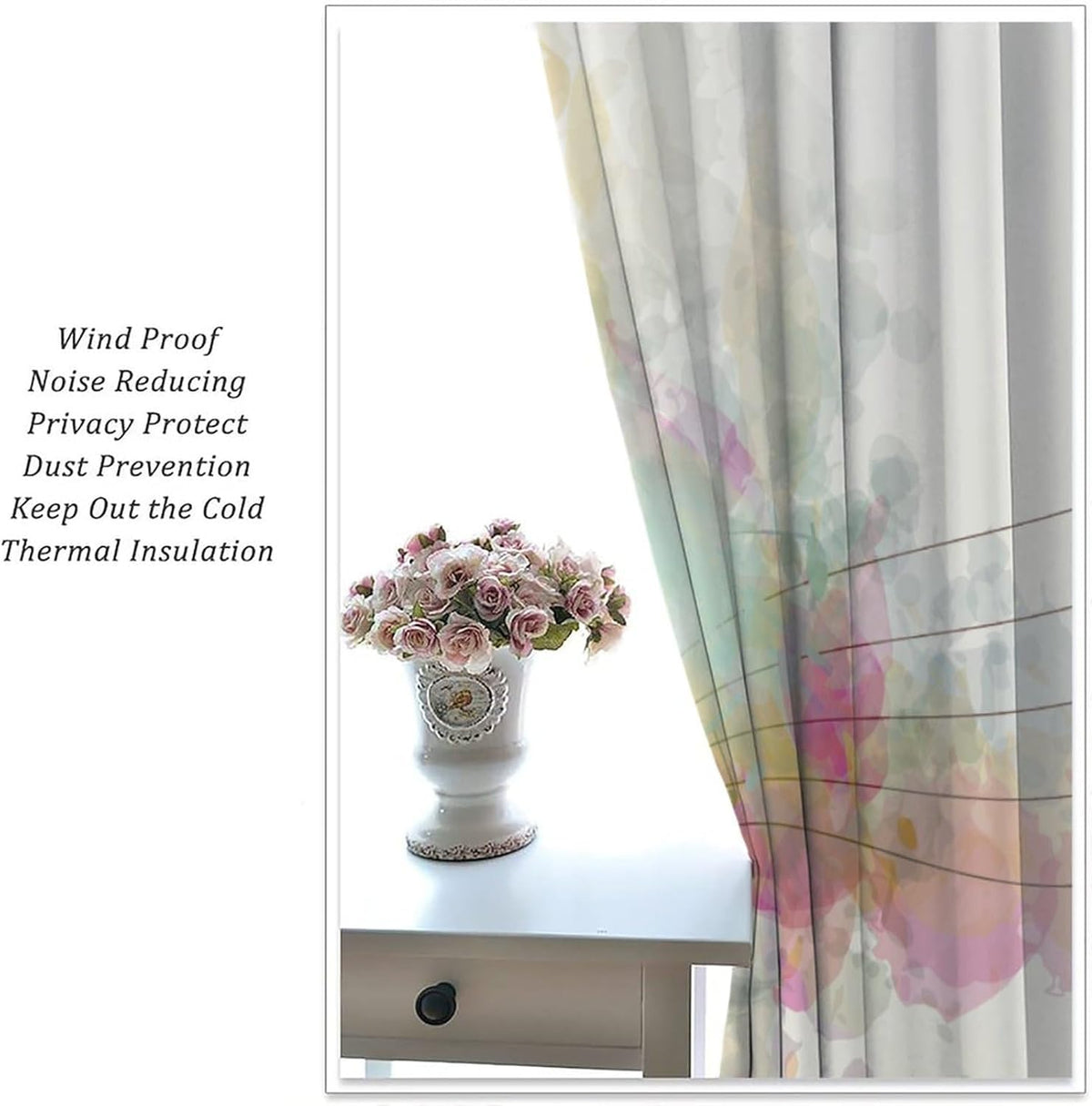 HZOHNAGO Music Curtains Colorful Shadow Music Notes Pattern Blackout Print Rod Pocket Window Drapes for Bedroom Living Room 42x45in