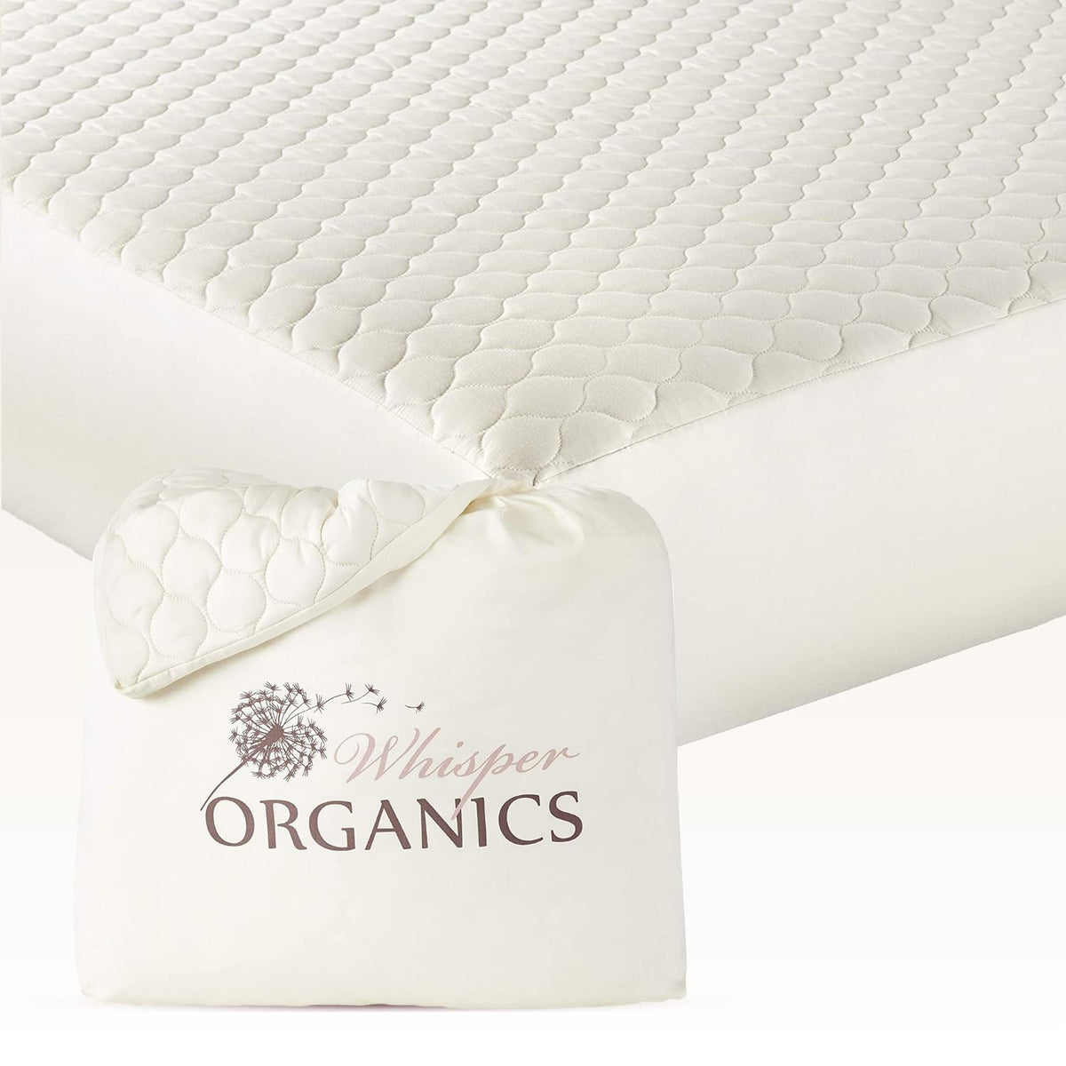 100% Cotton Organic Mattress Pad - Breathable & Cooling Mattress Protector Full Size - Premium 300GSM Quilted and Machine Washable - Fairtrade & GOTS Certified Bed Protector (Ivory, Full)