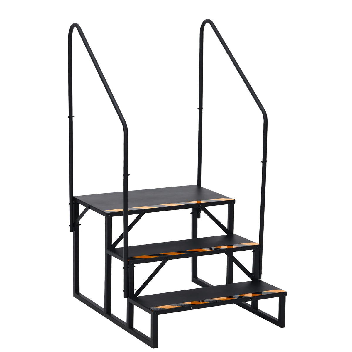 EliteEdge RV Steps with Handrails, 3 Step RV Stairs 660 Lbs Load Capacity,Portable Stairs Steps Steel Travel Trailers Ladder Step Ladder with Anti-Slip Panel, Mobile Home Stairs for Travel Trailers