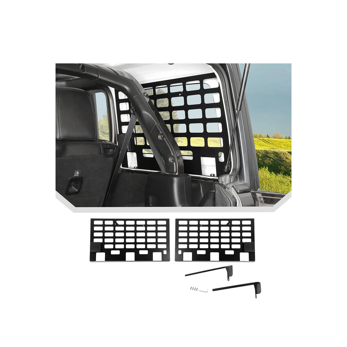 JeCar Trunk Side Window Molle Storage Organizer Metal Racks for 2018-2025 Jeep Wrangler JL, 2PCS