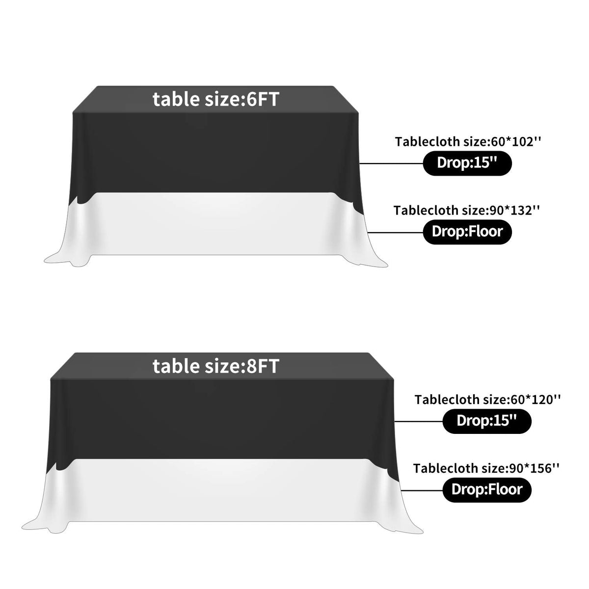 Fokitut 2 Pack Waterproof Rectangle Tablecloth, 90x132 Inch,Stain Resistant and Wrinkle Polyester Table Cloth, Fabric Table Cover for Kitchen Dining, Wedding, Party, Holiday Dinner-Mediterranean Blue