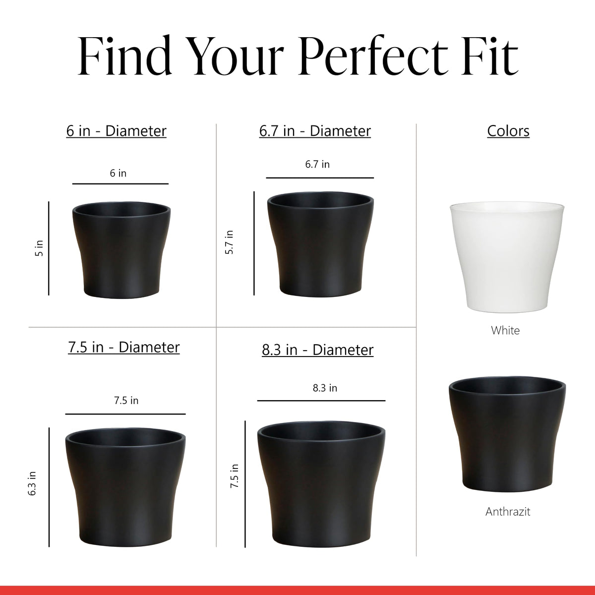 Scheurich Set of 3 Classic Panna Ceramic Plant Pots – 6" Decorative Pots for Indoor Plants - Waterproof&UV-Resistant Planters - Durable, Break-Resistant Design - Made in Germany - 0.4 gal