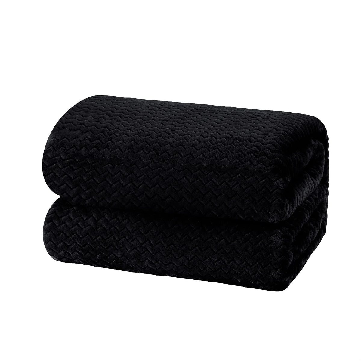 Whale Flotilla Breathable Fleece Twin Size Blanket for Bed(90x66 Inch), Super Soft Fuzzy Blankets for All Season, Lightweight and Fluffy, Black(Chevron)
