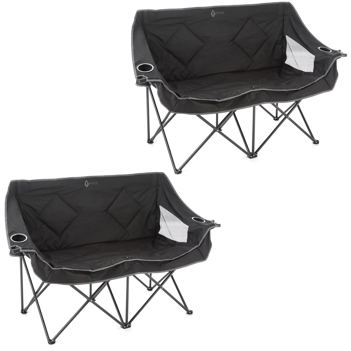 ARROWHEAD OUTDOOR 2-Pack Portable Folding Double Duo Camping Chair Loveseat w/ 2 Cup & Wine Glass Holder, Carrying Bag, Supports up to 650lbs
