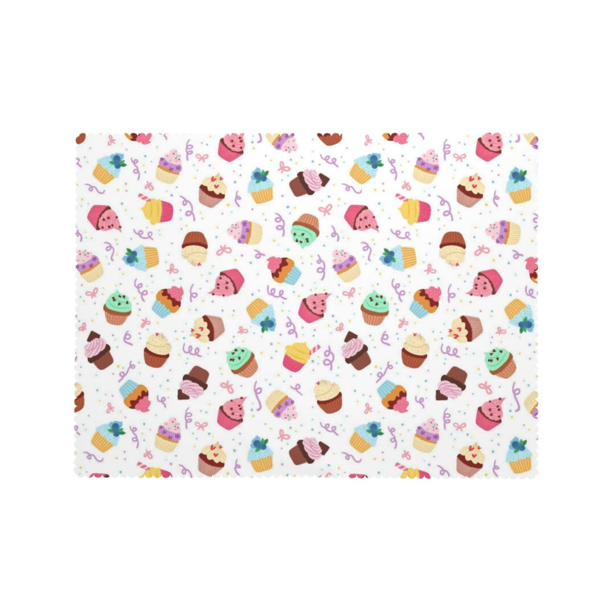 DRAVVIX Cute Cupcakes Rectangular Tablecloth Cartoon Cakes Table Cloth with Wavy Lace Decoration Polyester Table Cover for Dining, Parties 54x72 inch
