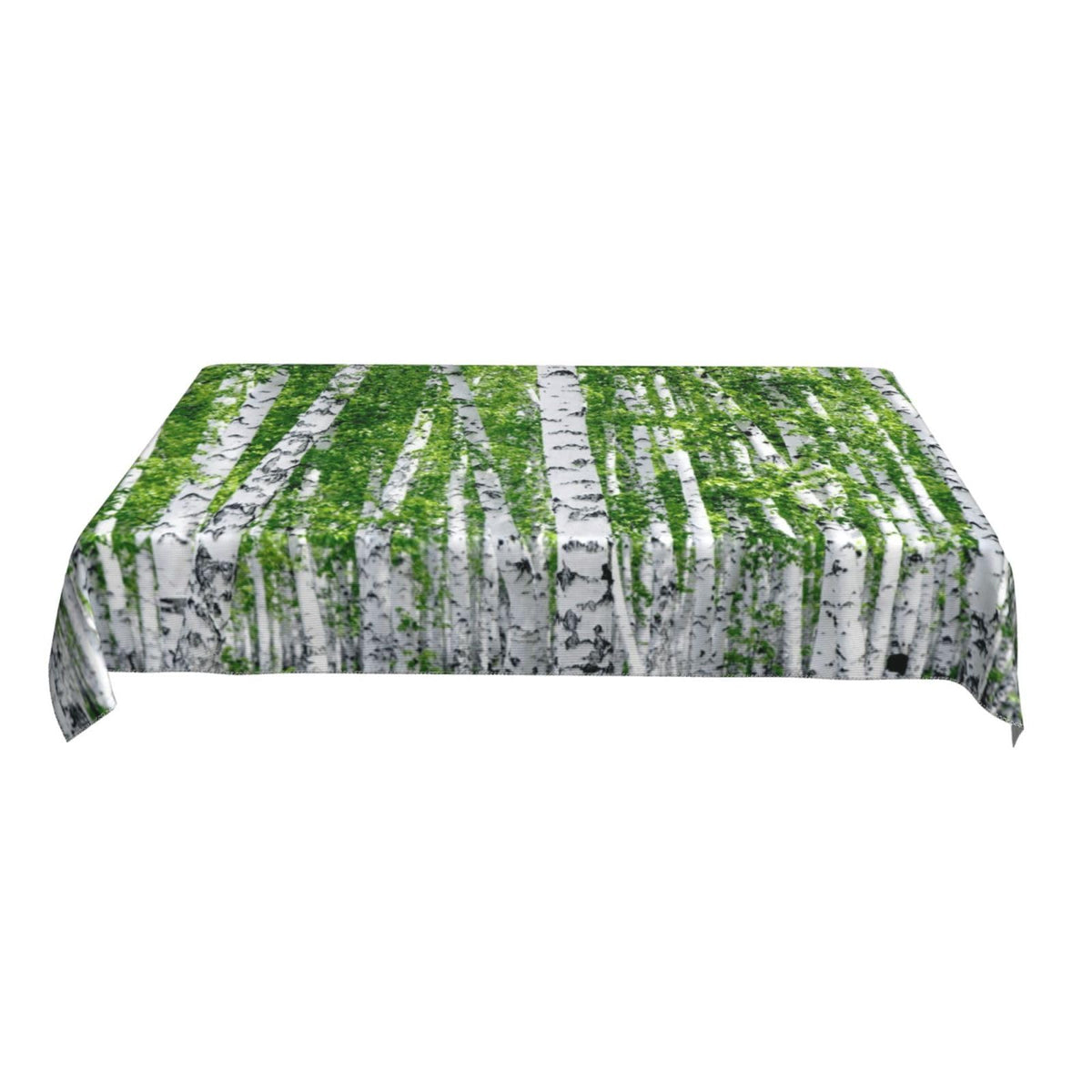 RTAFGU Forest Tablecloth, Waterproof Table Cloth Vibrant Green Birch Forest, Nature Woodland Decor Design Stain Resistant Spillproof Polyester for Kitchen Dining Party Rectangular 55" x 35"