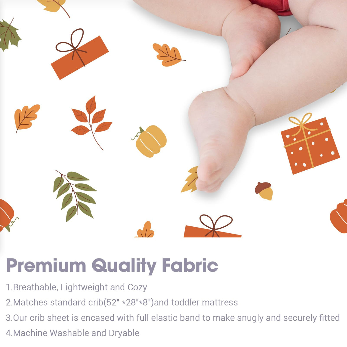 Bimocosy Crib Sheets 4 Pack, Baby Crib Sheets Fitted for Boys and Girls Breathable & Snug Fit, Soft Toddler Bed Sheets for Standard Crib Mattress Nursery Daycare Essentials, Autumn Dinos