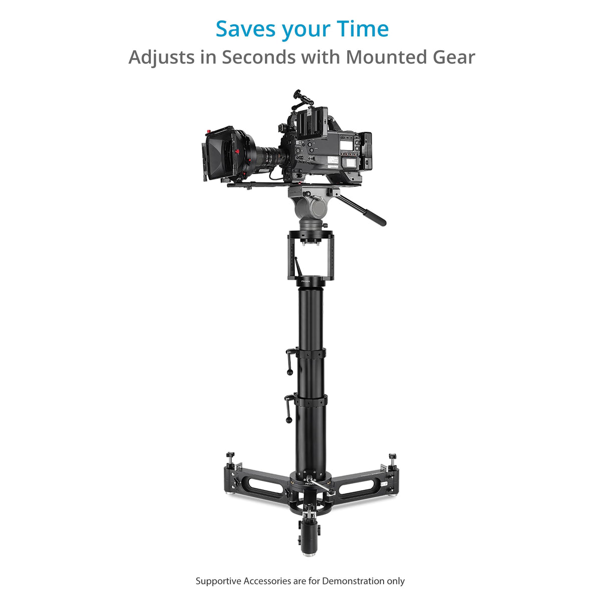PROAIM Bull 18-34” Telescopic Bazooka for Camera Dolly, Jib/Crane & Other Heavy Camera Setups. Quick Height Adjustment - Gas Rise, Euro/Elemac Mount. Stable & Solid, Payload: 20-45kg (BZ-BULL-01)