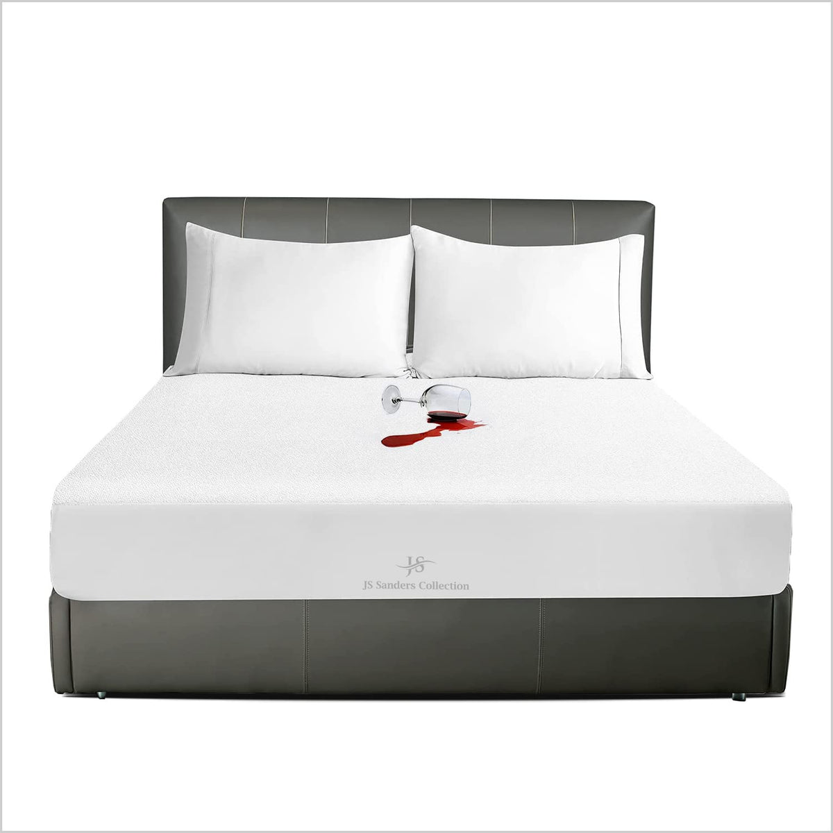 JS Sanders Collection Family King 120x80 Size Mattress Topper - 100% Waterproof Cover Protector with 15" Deep Pocket Fitted Style Super Soft Cotton Terry Fabric Mattress Cover