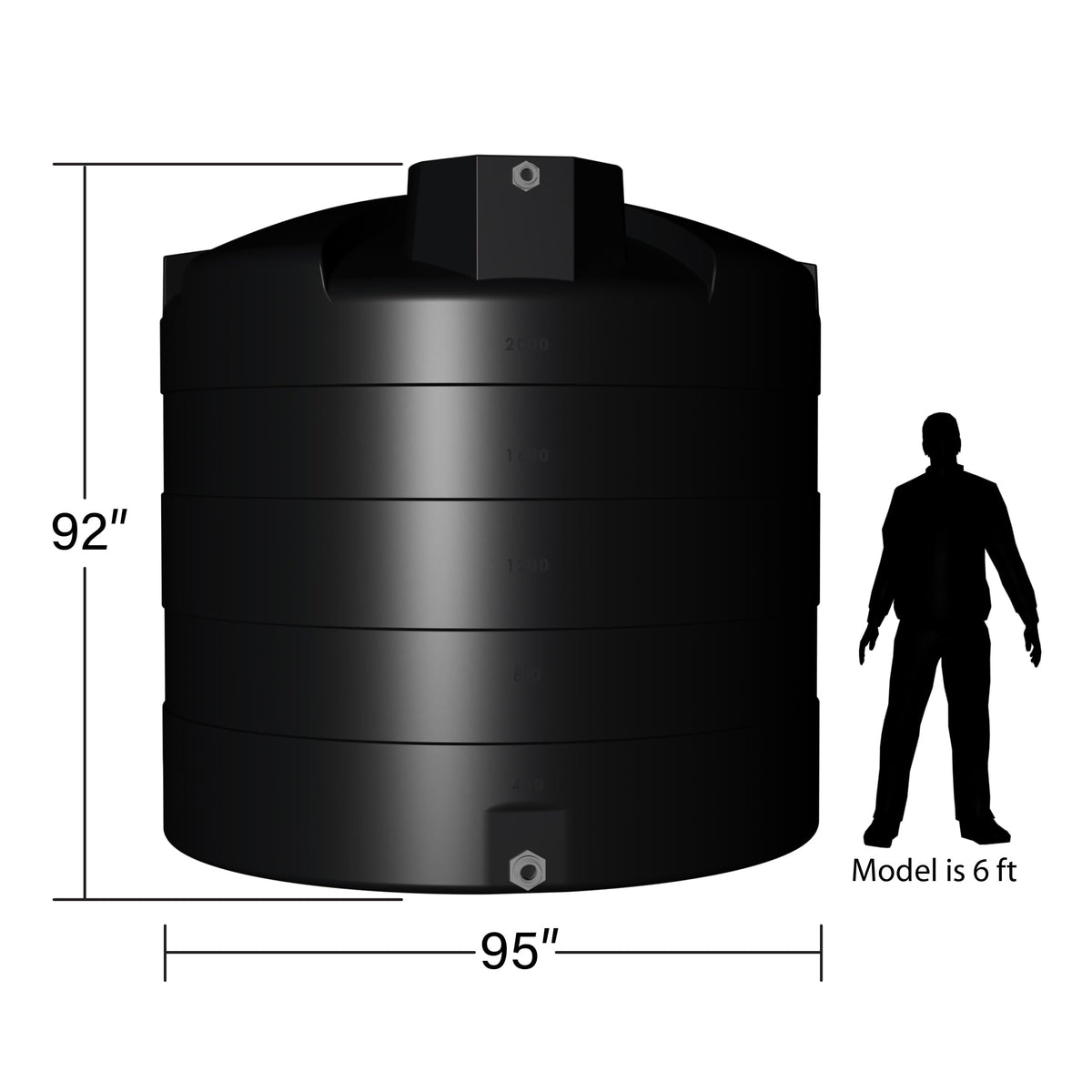 Elkhart Plastics 2500 Gallon Vertical Water Storage Tank, Plastic Water Tank for Collection, Holding, and Storage, UV-Resistant, for Rainwater Harvesting, Agricultural, RV, Emergency, and General Use