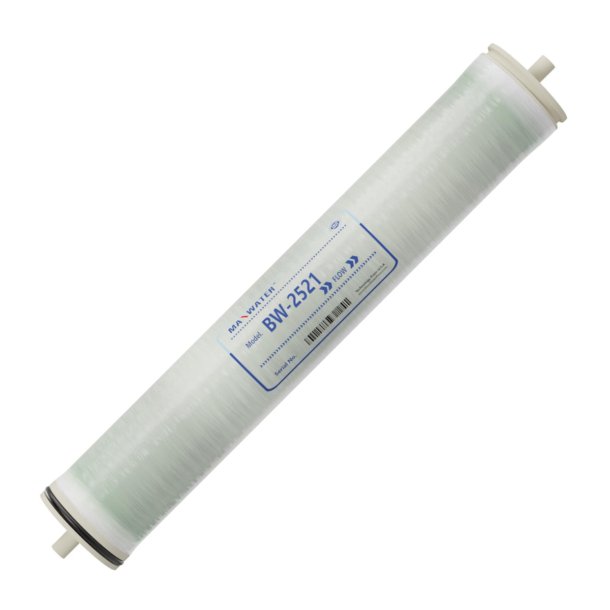 Max Water 2.5 x 21 BW-2521 RO Membrane Element- Brackish Water RO 350 GPD for Desalination, Commercial, Agricultural, and Whole House Reverse Osmosis - Compatible with M-T2521A, BW-2521