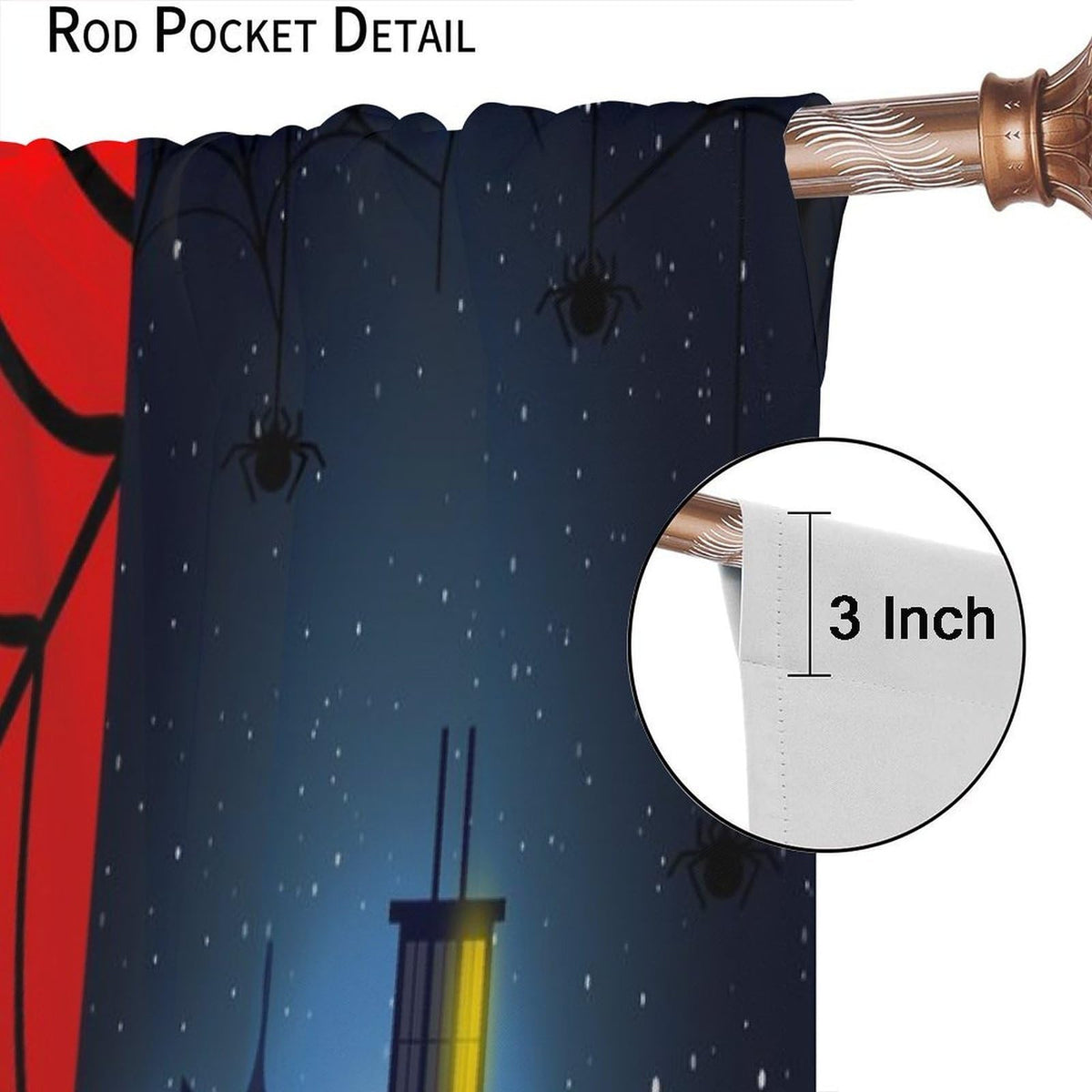 Djaby Spider Web Curtains, Red Scary Spider Web Super Hero Window Treatments Drapes for Kids Baby Nursery Room Bedroom Living Room 42" W X 45" L(No Blackout)