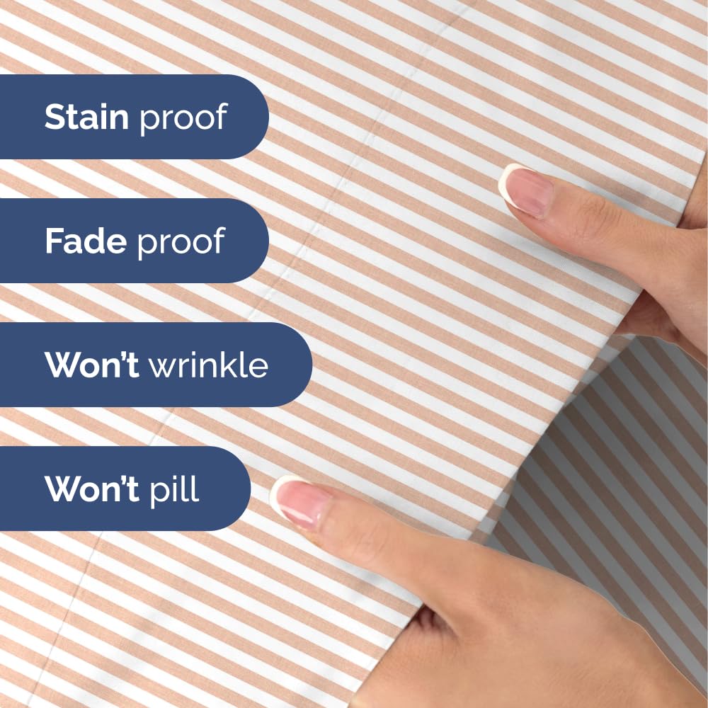 Twin Size 3 Piece Sheet Set - Ultra Soft & Cooling Bed Sheets - Fits 8 Inch to 16 inch Mattress - Wrinkle & Fade Resistant with Deep Pockets - Breathable, Comfy Hotel Luxury Bedding - Blush Stripes