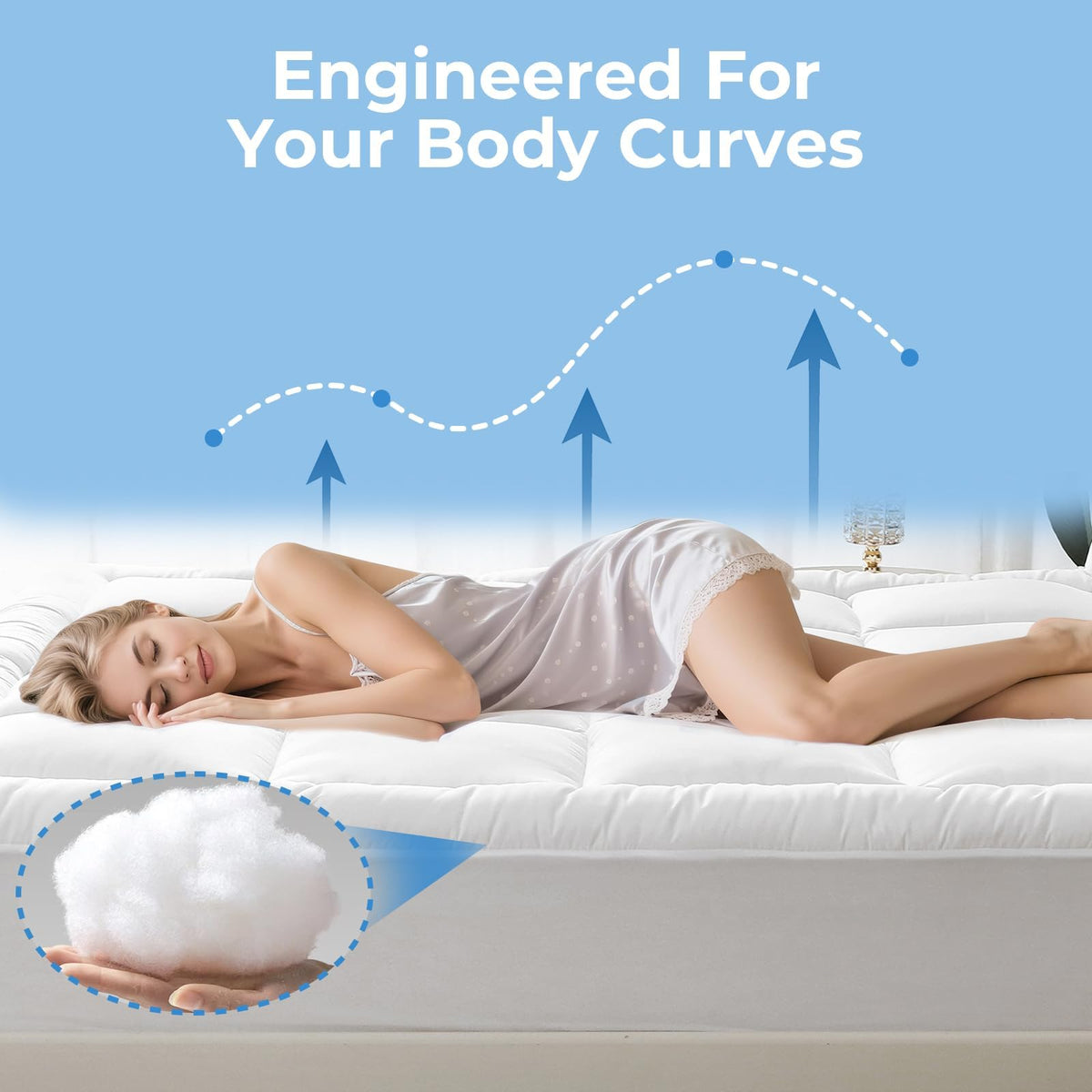YUGYVOB Queen Mattress Topper -600GSM Extra Thick Cooling & Breathable Mattress Pad with Deep Pocket 8"-21" & Soft Down Alternative Filling, White