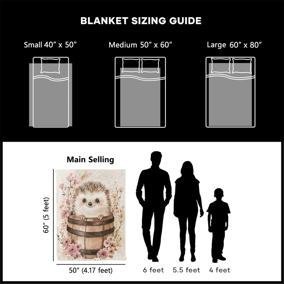 xmwjfd Rustic Cute Hedgehog Blanket, Cozy Wooden Tub and Pink Flower Throw Blanket for Couch Bedroom Outdoor, Lightweight Soft Flannel Travel Blankets, Gifts for Women Girls Kids, Home Decor 50"×60"