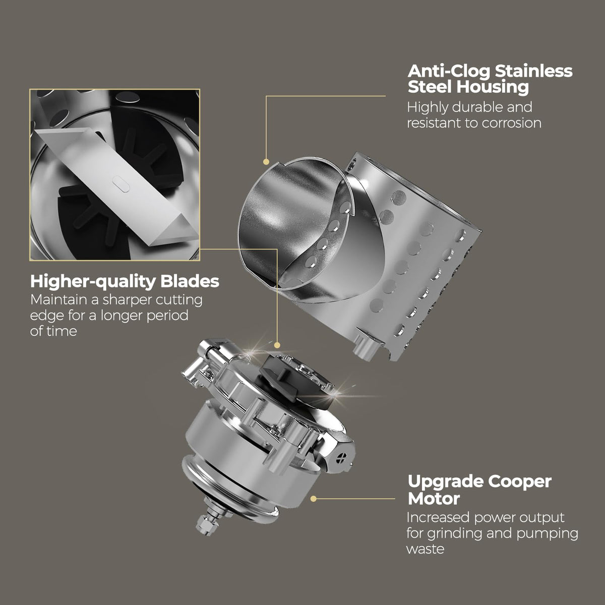 Upgrade 750W Macerator Pump,Grinding Upflush System, Non-clog Stainless Shell,Up to 36 ft,Sewerage Macerator Toilet Pump for Household Residential Basement Waste Water Disposal