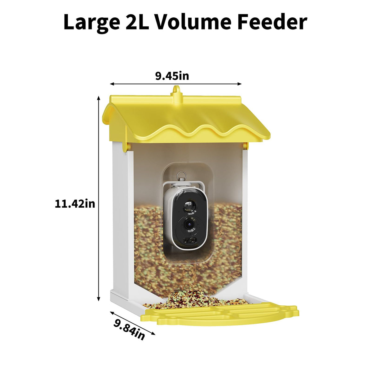 Garvee Smart Bird Feeder with 4K Camera & AI Recognition - Solar Powered, 2L Capacity, Night Vision, App Alerts, for Bird Watching, Squirrel Deterrent Function